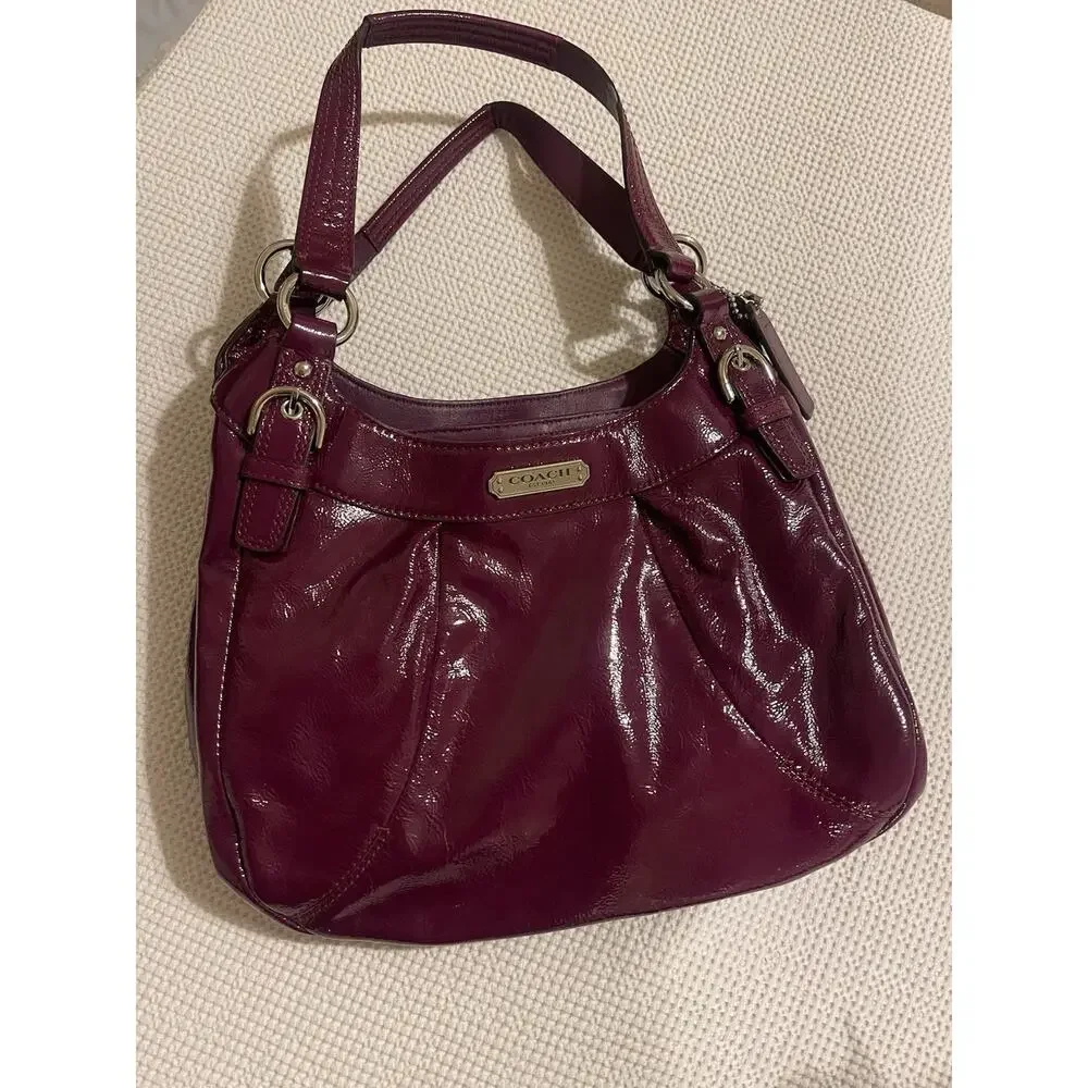 Coach Soho Large Y2K Hobo Shoulder Bag Crimson Plum Patent Leather NWOT